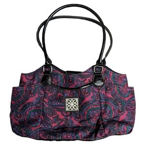 Jeun Bang Purple and Pink Paisley Print Purse / Shoulder Bag
